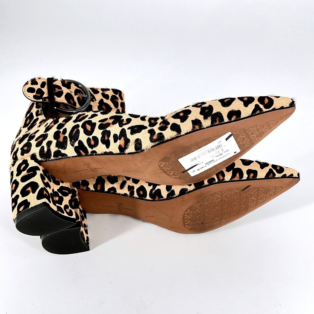 Linea Paolo Size 7.5 Leopard Print Calf Hair Block Heel Pumps NEW Corwyn $130 - Picture 8 of 14